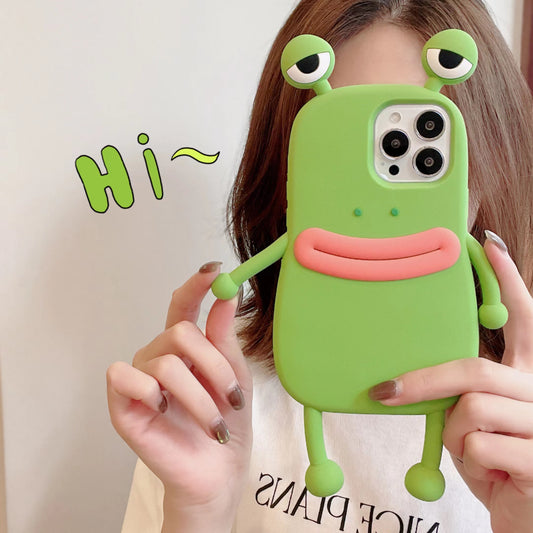 Funny Silicone 3D Frog Phone Case For IPhone 14 13 11 12 Pro Max XS XR X 7 8 Plus SE Cartoon Cute Shockproof Bumper Cover