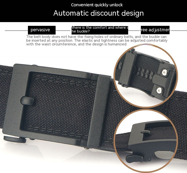 Outdoor Casual Dual-use Men's Automatic Buckle Belt Thickened Hardened Double-layer Hanging