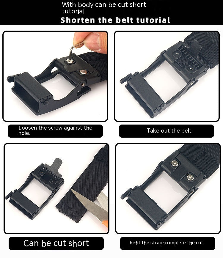 Outdoor Casual Dual-use Men's Automatic Buckle Belt Thickened Hardened Double-layer Hanging