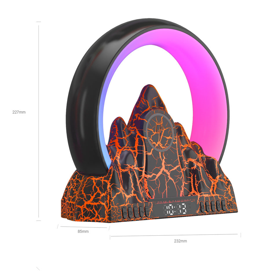 Colorful Flame Mountain Wireless Charging Alarm Clock