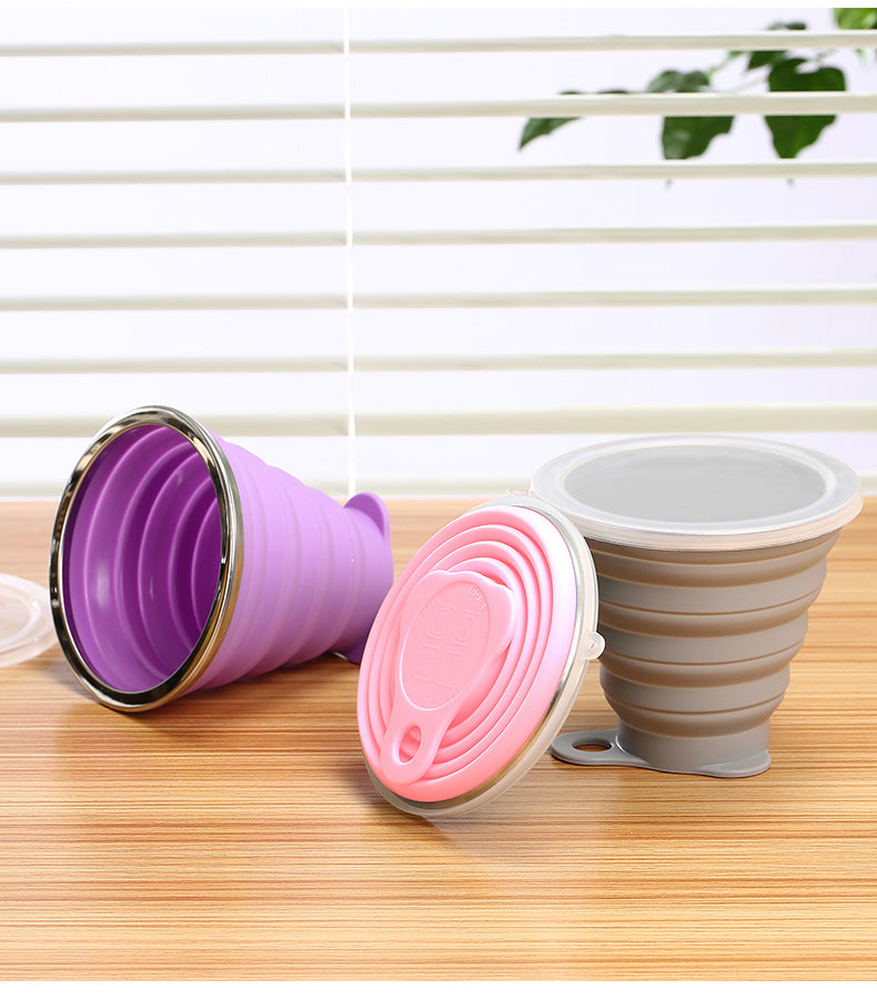 Silicone folding cup source manufacturers wholesale ultra-thin portable creative telescopic cup spot drop shipping