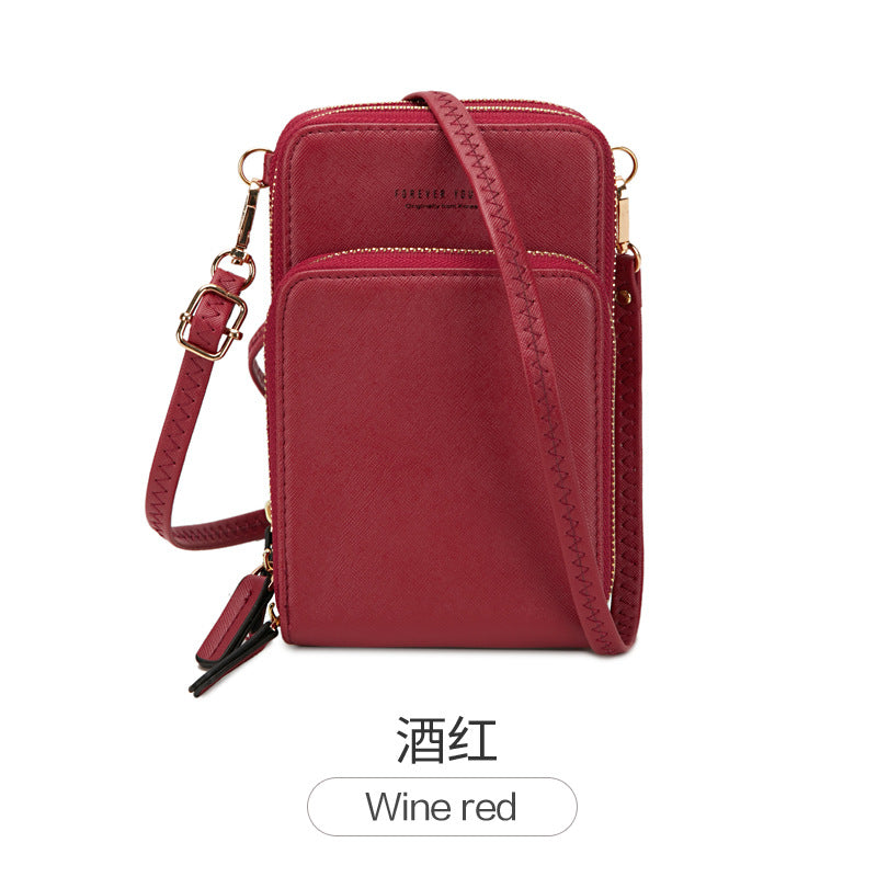 Shoulder bag Korean fashion large-capacity diagonal package solid color multi-function mobile phone bag