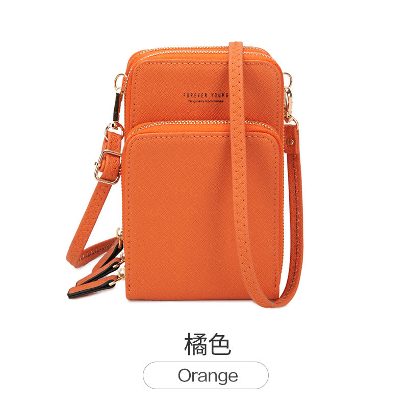 Shoulder bag Korean fashion large-capacity diagonal package solid color multi-function mobile phone bag