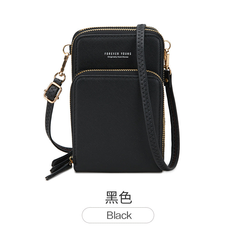 Shoulder bag Korean fashion large-capacity diagonal package solid color multi-function mobile phone bag