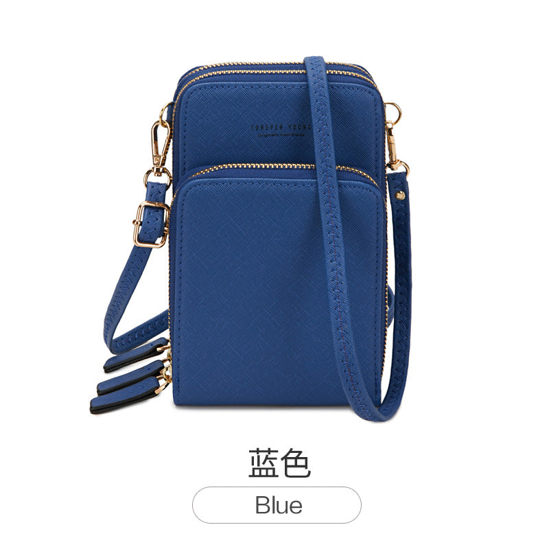 Shoulder bag Korean fashion large-capacity diagonal package solid color multi-function mobile phone bag