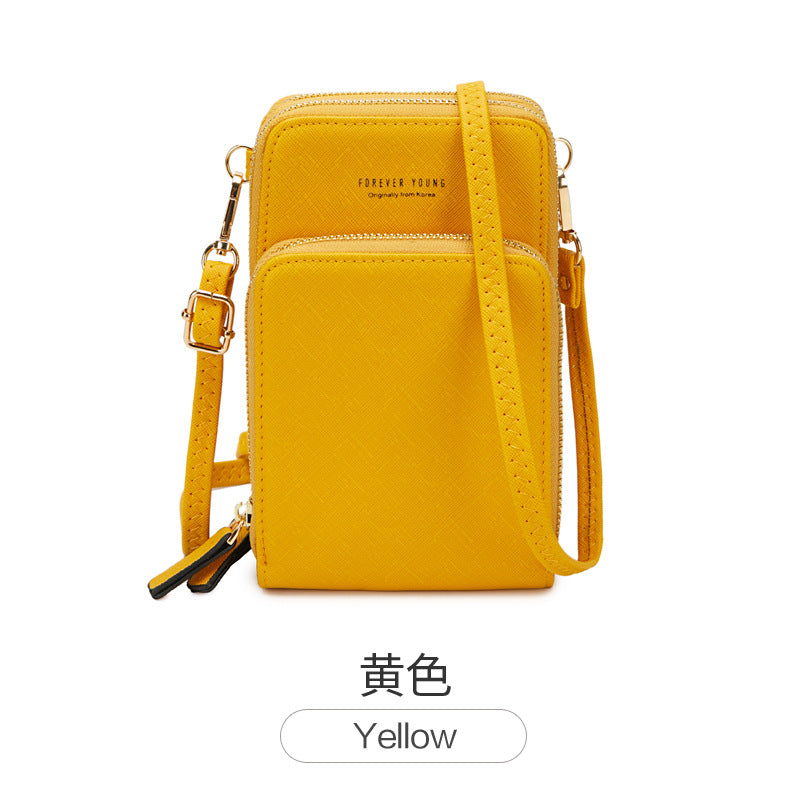 Shoulder bag Korean fashion large-capacity diagonal package solid color multi-function mobile phone bag