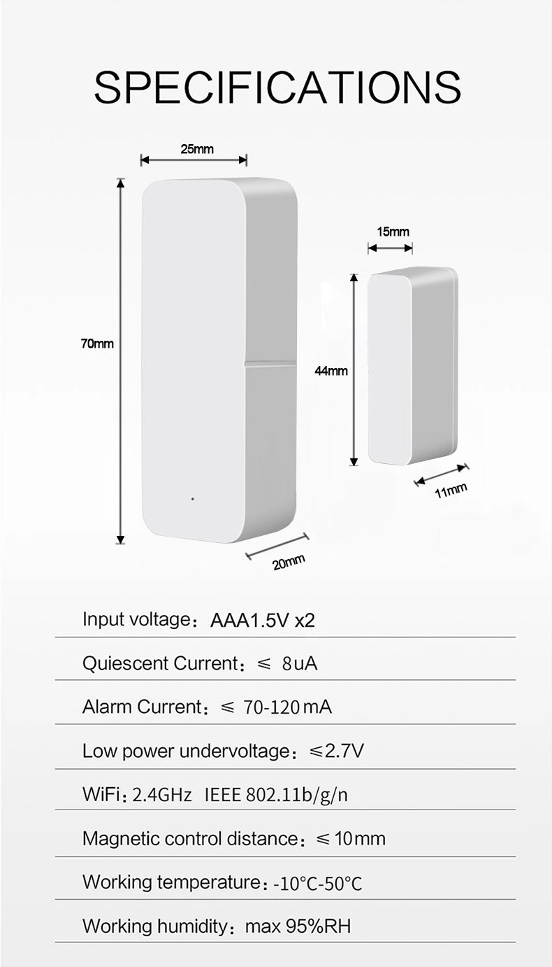 Tuya Tuya door magnetic smart home Tuya wifi door magnetic door and window alarm wifi door sensor