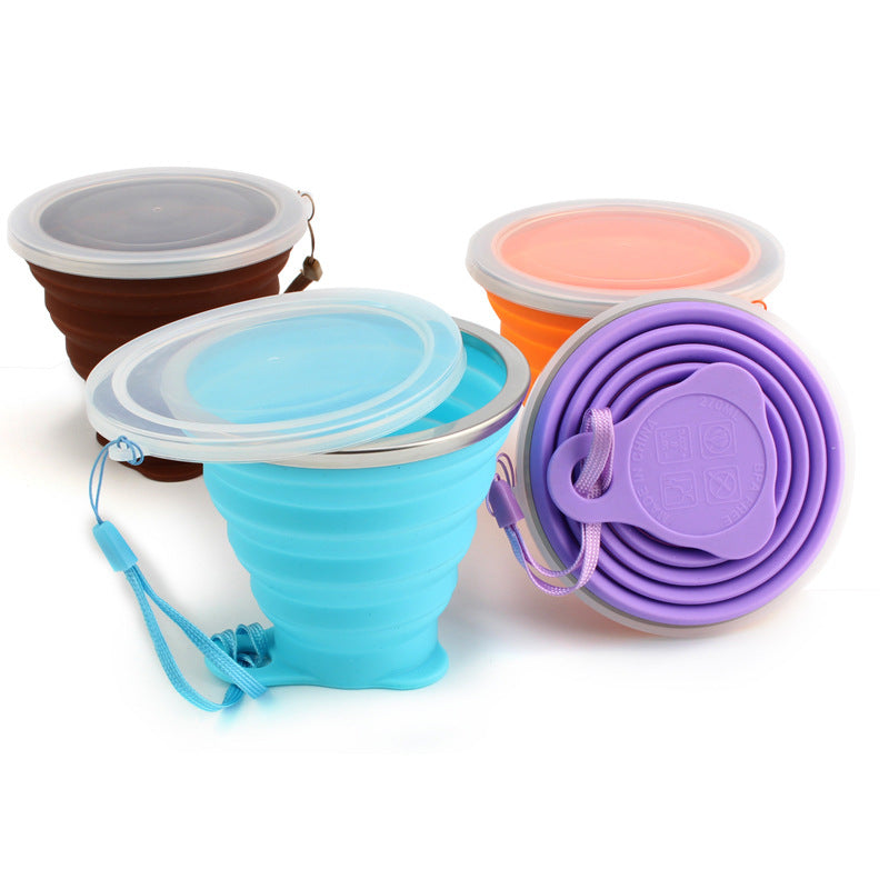 Silicone folding cup source manufacturers wholesale ultra-thin portable creative telescopic cup spot drop shipping