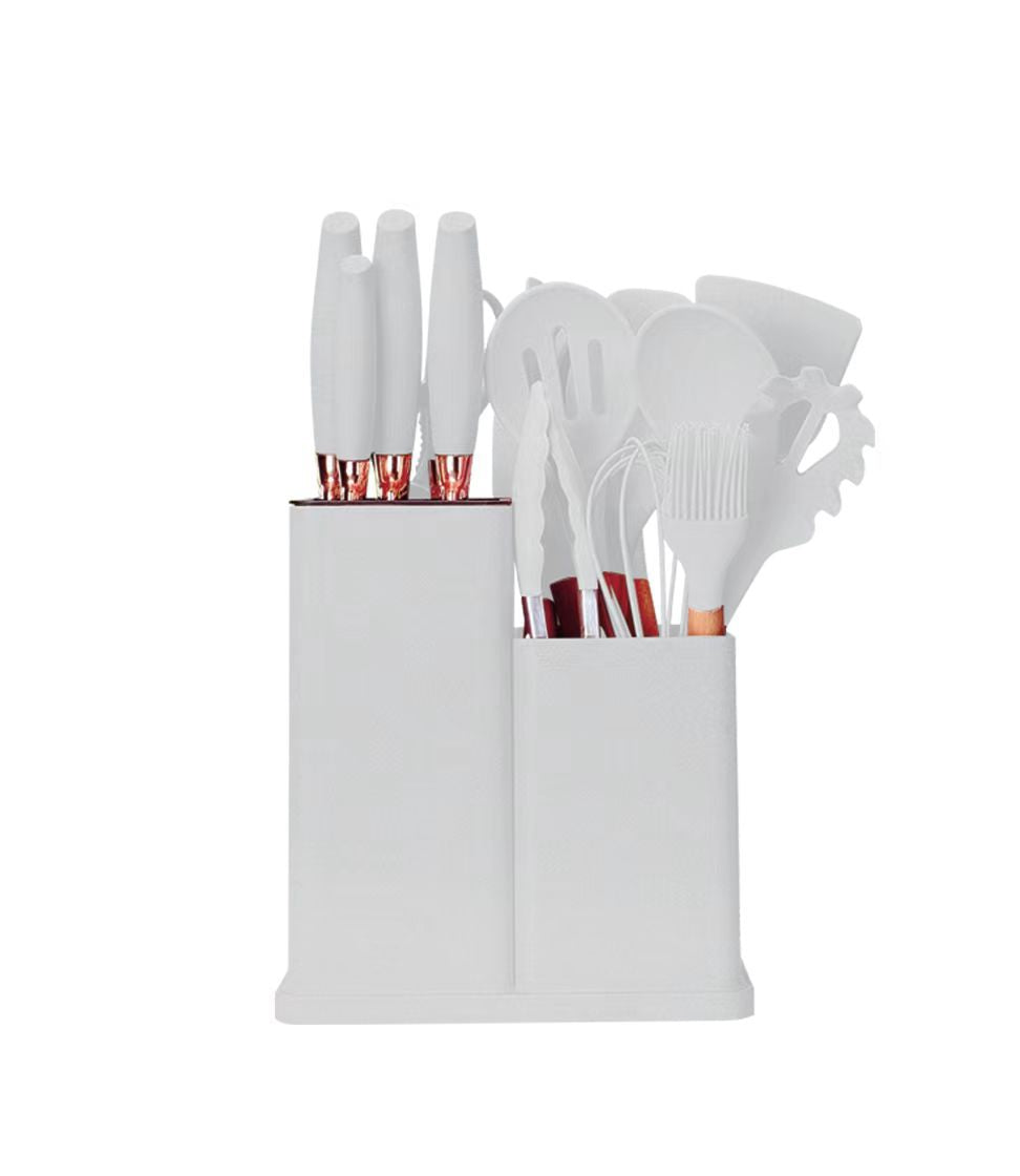 Wooden handle silicone kitchen utensils set 19-piece